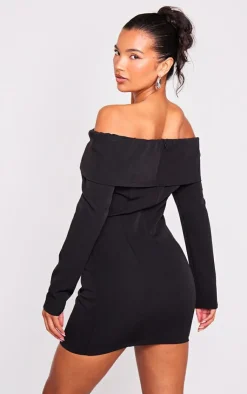Off Shoulder Button Front Shift Blazer Dress-PrettyLittleThing Outlet