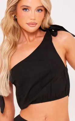 New PrettyLittleThing Off The Shoulder Crop Top Black