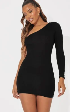 One Shoulder Long Sleeve Bodycon Dress-PrettyLittleThing Clearance