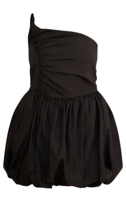 One Shoulder Ruched Puff Ball Dress-PrettyLittleThing Clearance