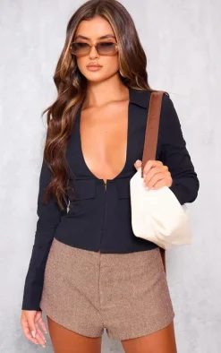 PrettyLittleThing Shirts*Open Back Plunge Cargo Shirt