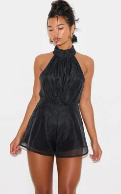 Organza High Tie Neck Romper-PrettyLittleThing New