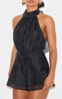 Organza High Tie Neck Romper-PrettyLittleThing New