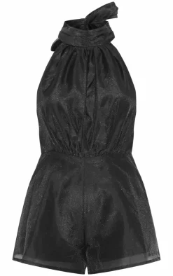 Organza High Tie Neck Romper-PrettyLittleThing New