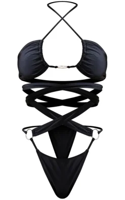 Black O-ring Cut Out Swimsuit