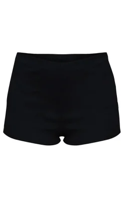 Sale PrettyLittleThing Ottoman Ribbed Hot Pants Black