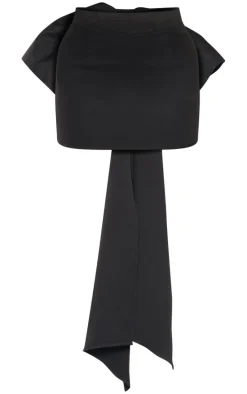 Black Oversized Bow Detail Mini Skirt