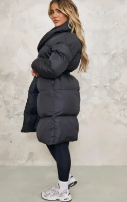 PrettyLittleThing Puffer Jackets*Oversized Collar Belted Longline Puffer