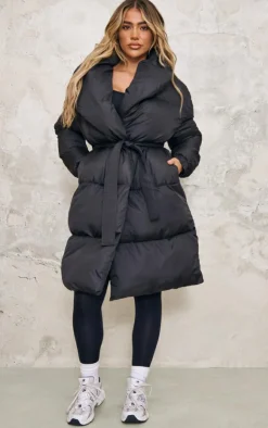 PrettyLittleThing Puffer Jackets*Oversized Collar Belted Longline Puffer