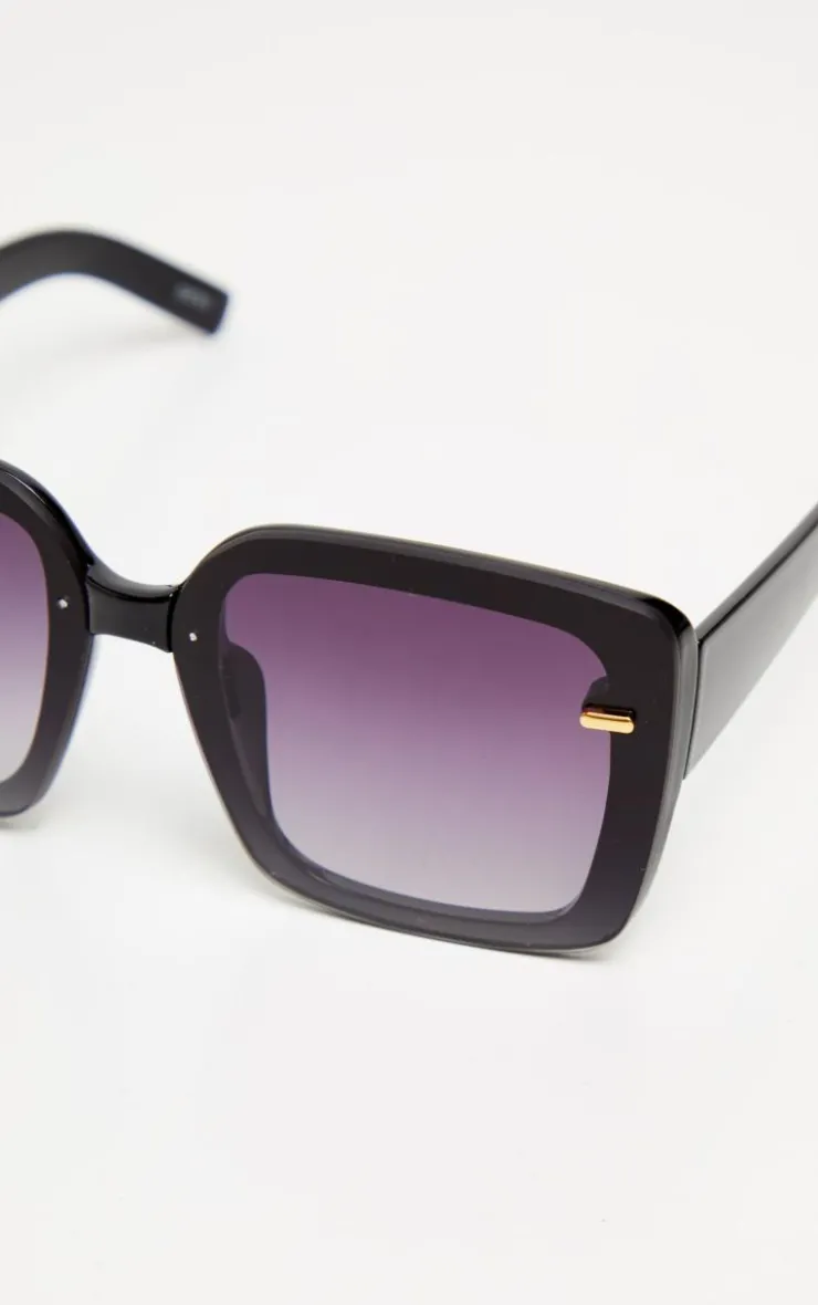 PrettyLittleThing Oversized Sunglasses*Oversized Gold Trim Square Frame Sunglasses
