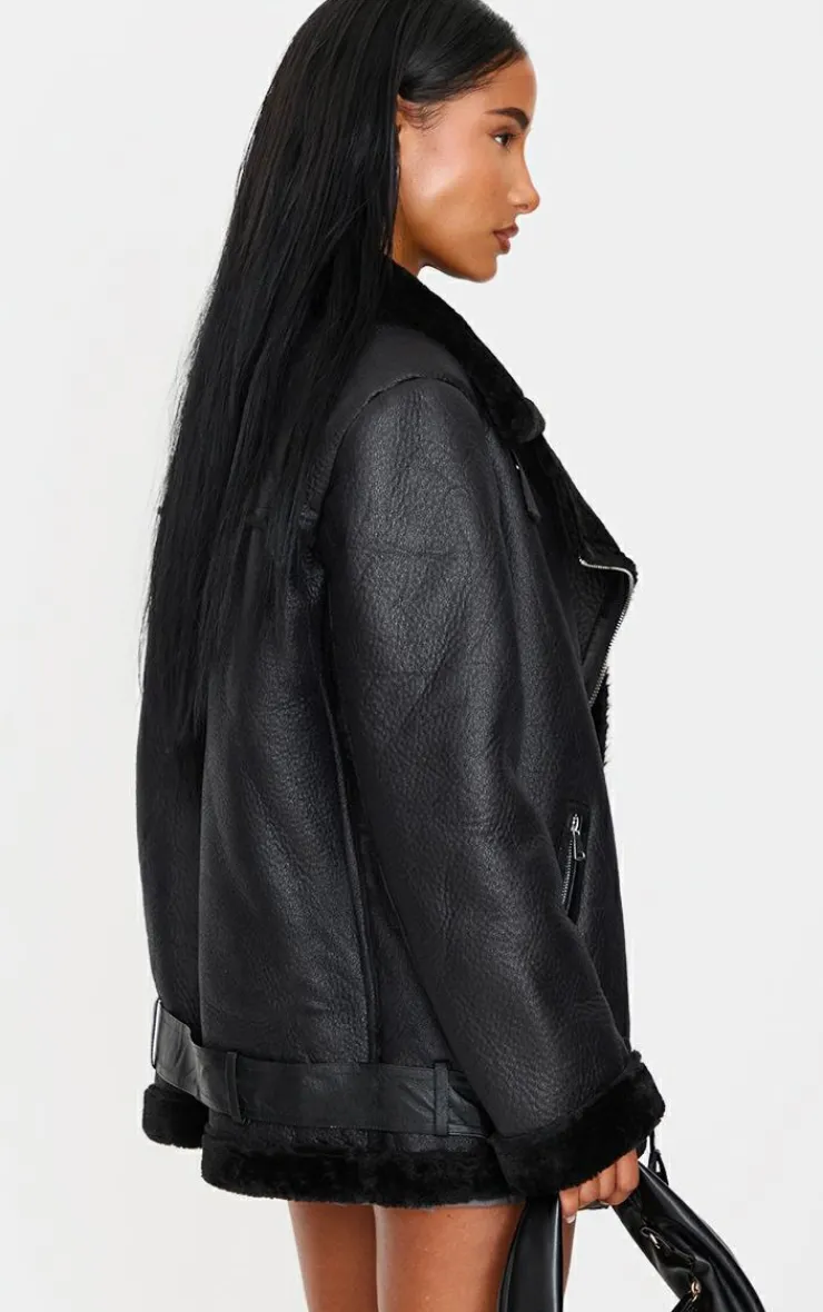 PrettyLittleThing Aviator Jackets*Oversized PU Aviator