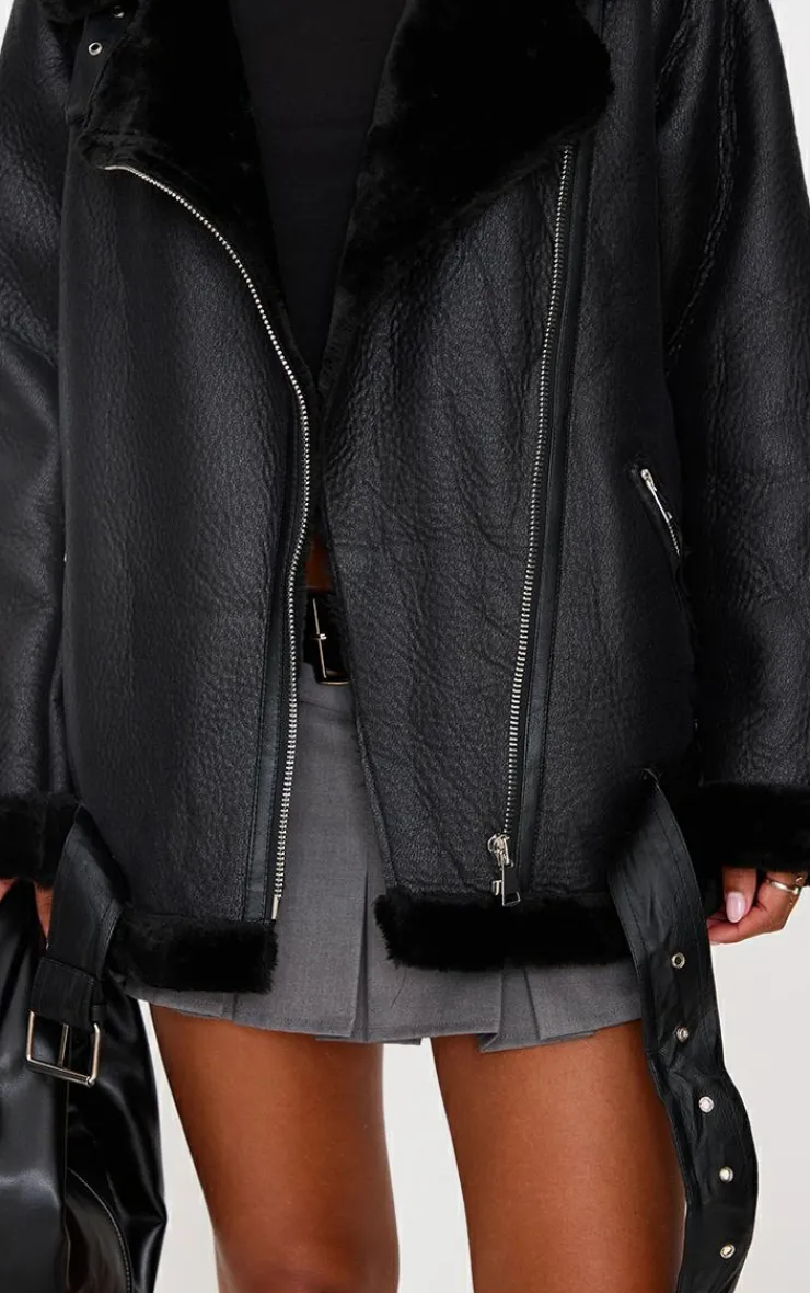 PrettyLittleThing Aviator Jackets*Oversized PU Aviator