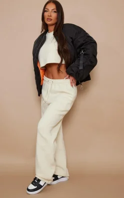 PrettyLittleThing Bomber Jackets*Oversized Ruched Sleeve Contrast Lining Bomber Jacket