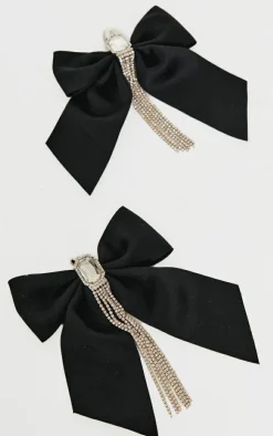 PrettyLittleThing Statement Earrings*Oversized Satin Bow Jewel Diamante Statement Earrings
