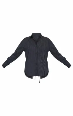 PrettyLittleThing Shirts*Oversized Striped Cut Out Back Shirt