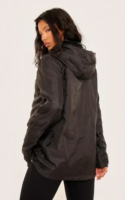 PrettyLittleThing Black Sweatsuits*Pack A Mac Pocket Detail Jacket