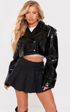 PrettyLittleThing Trench Coats*Patent Faux Leather Cropped Trench