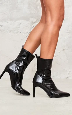 PrettyLittleThing Heeled Boots*Patent PU High Stiletto Heeled Sock Boots