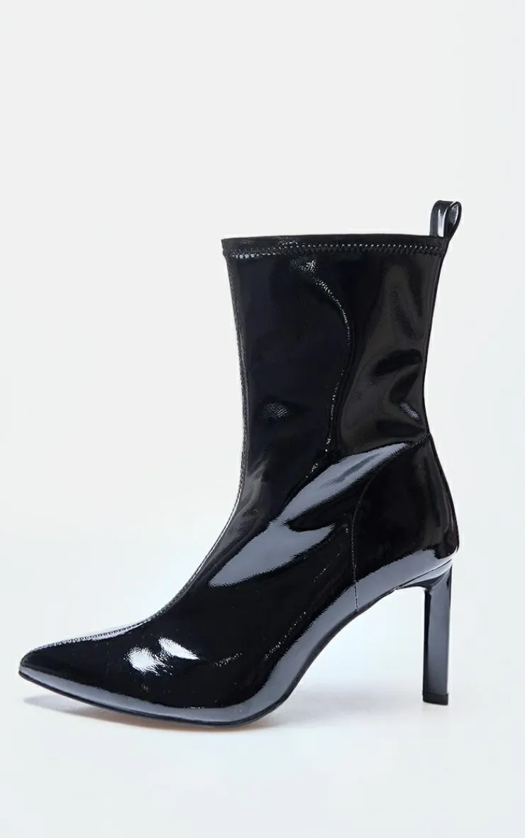 PrettyLittleThing Heeled Boots*Patent PU High Stiletto Heeled Sock Boots