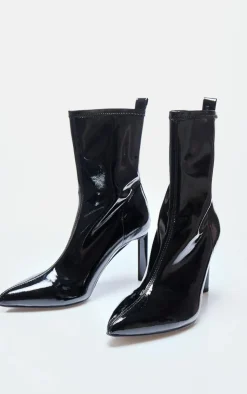 PrettyLittleThing Heeled Boots*Patent PU High Stiletto Heeled Sock Boots
