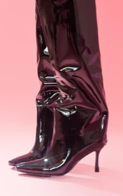 PrettyLittleThing High Heels*Patent PU Point Toe Knee High Heeled Boots