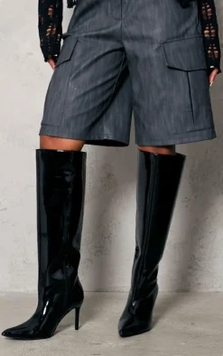 PrettyLittleThing High Heels*Patent Pu Point Toe Stiletto Heeled Knee High Boots