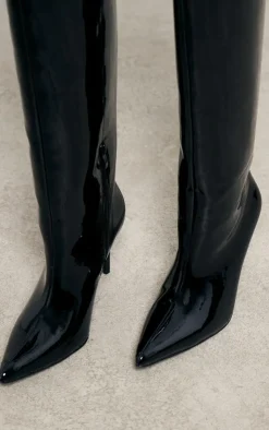 PrettyLittleThing High Heels*Patent Pu Point Toe Stiletto Heeled Knee High Boots