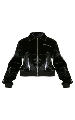 PrettyLittleThing Faux Leather Jackets*Patterned High Shine Faux Leather Jacket