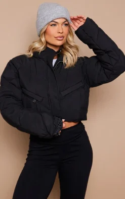 PrettyLittleThing Puffer Jackets*Peached Shell Zip Front Oversized Cropped Puffer Jacket