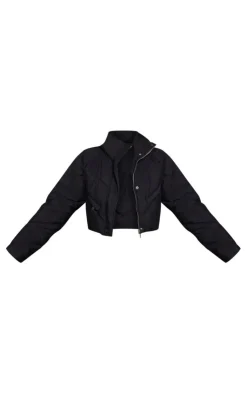 PrettyLittleThing Puffer Jackets*Peached Shell Zip Front Oversized Cropped Puffer Jacket