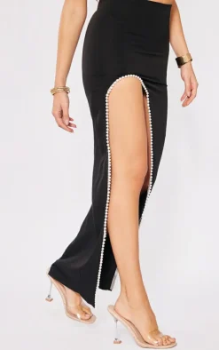 Pearl Thigh Trim Woven Maxi Skirt-PrettyLittleThing Best