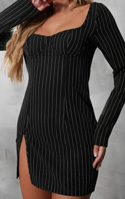 Pinstripe Underwired Detail Shift Dress-PrettyLittleThing Best