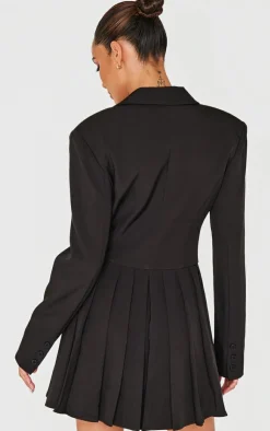 Pleated Blazer Mini Dress-PrettyLittleThing