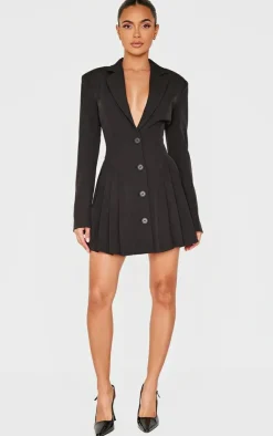 Pleated Blazer Mini Dress-PrettyLittleThing
