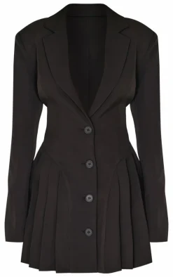 Pleated Blazer Mini Dress-PrettyLittleThing