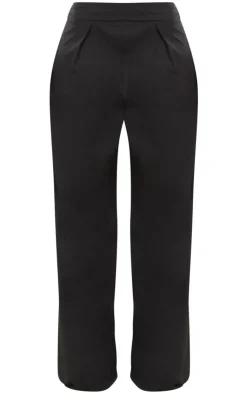 Online PrettyLittleThing Pleated Waistband Extreme Wide Leg Pants Black