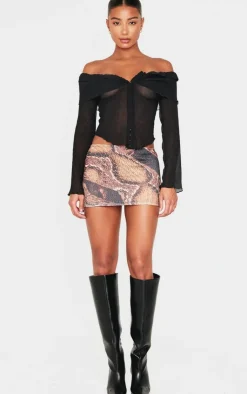 PrettyLittleThing Blouses*Plisse Chiffon Bardot Blouse