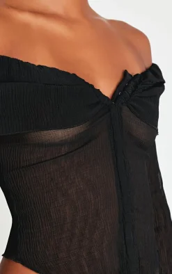 PrettyLittleThing Blouses*Plisse Chiffon Bardot Blouse