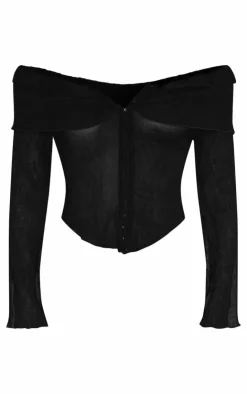 PrettyLittleThing Blouses*Plisse Chiffon Bardot Blouse