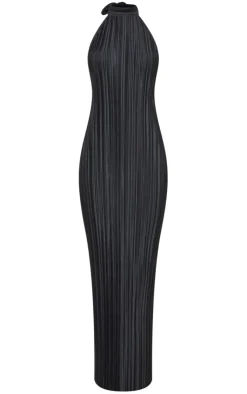 Plisse High Neck Low Back Maxi Dress-PrettyLittleThing Online