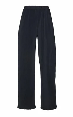 Clearance PrettyLittleThing Plisse High Waisted Wide Leg Pants Black