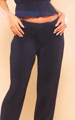 PrettyLittleThing Plisse Woven Wide Leg Pants Black