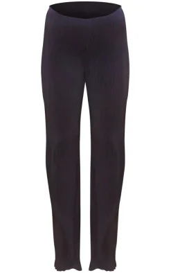 PrettyLittleThing Plisse Woven Wide Leg Pants Black