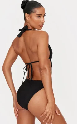 Black Plunge O Ring Cut Out Swimsuit