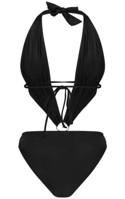 Black Plunge O Ring Cut Out Swimsuit
