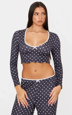 PrettyLittleThing Christmas Gifts*Polka Dot Print Long Sleeve Pj Top