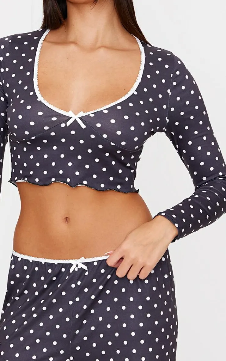 PrettyLittleThing Christmas Gifts*Polka Dot Print Long Sleeve Pj Top