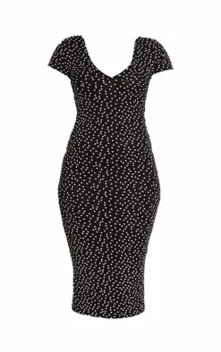 Polka Dot Ruched Bust Midi Dress-PrettyLittleThing Best