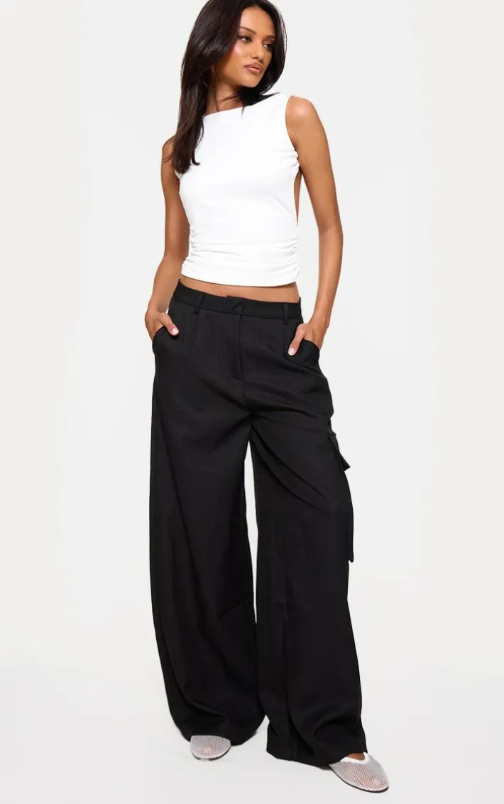 Black Premium Cargo Pocket Detail Tailored Pants