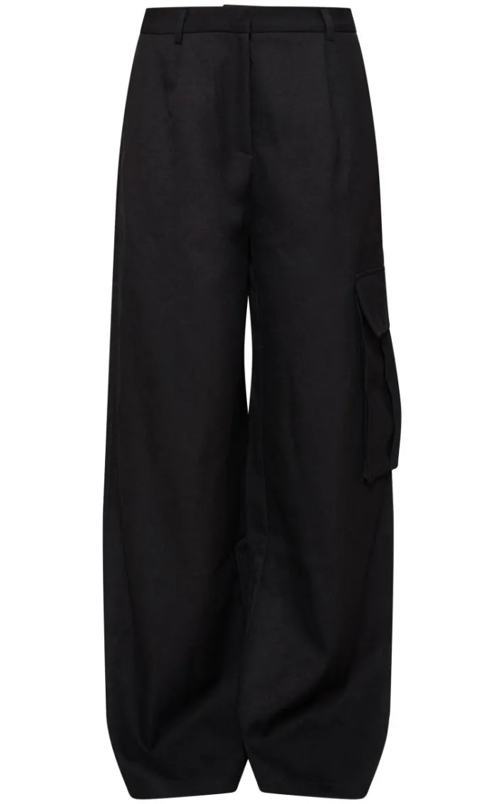 Black Premium Cargo Pocket Detail Tailored Pants